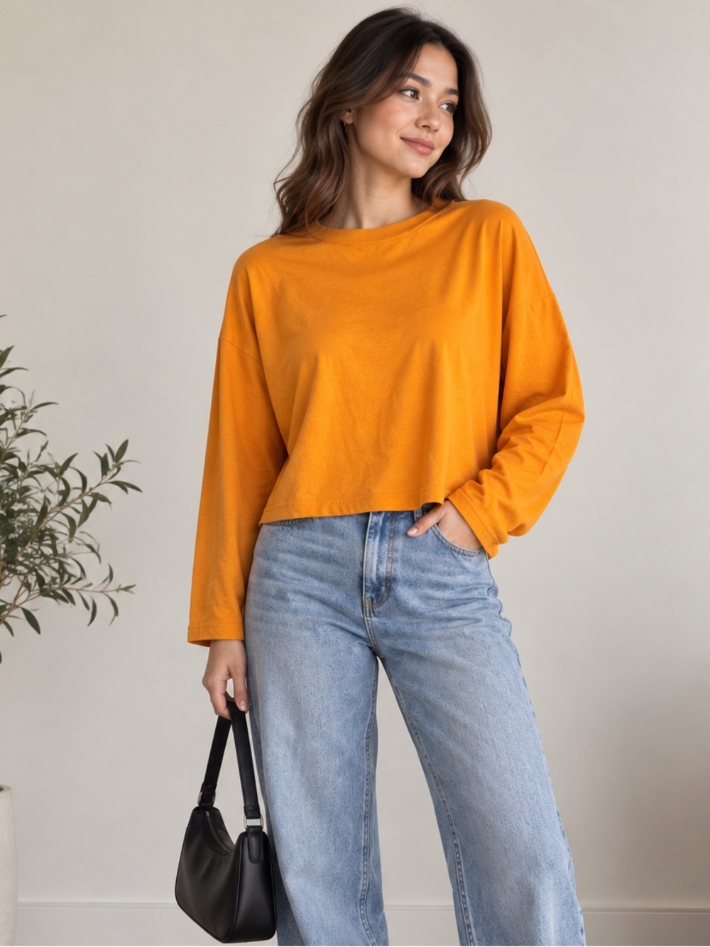 FWD Cozy XL Fall Outfit Burnt Orange Plussize Long Sleeve Crewneck Top Lounge
